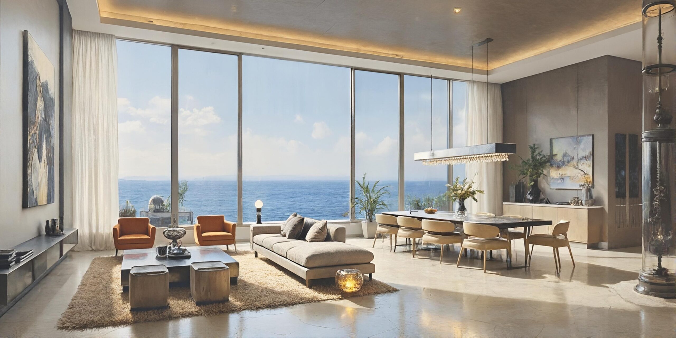 Renovated luxury apartment living room with sea view in Jeddah