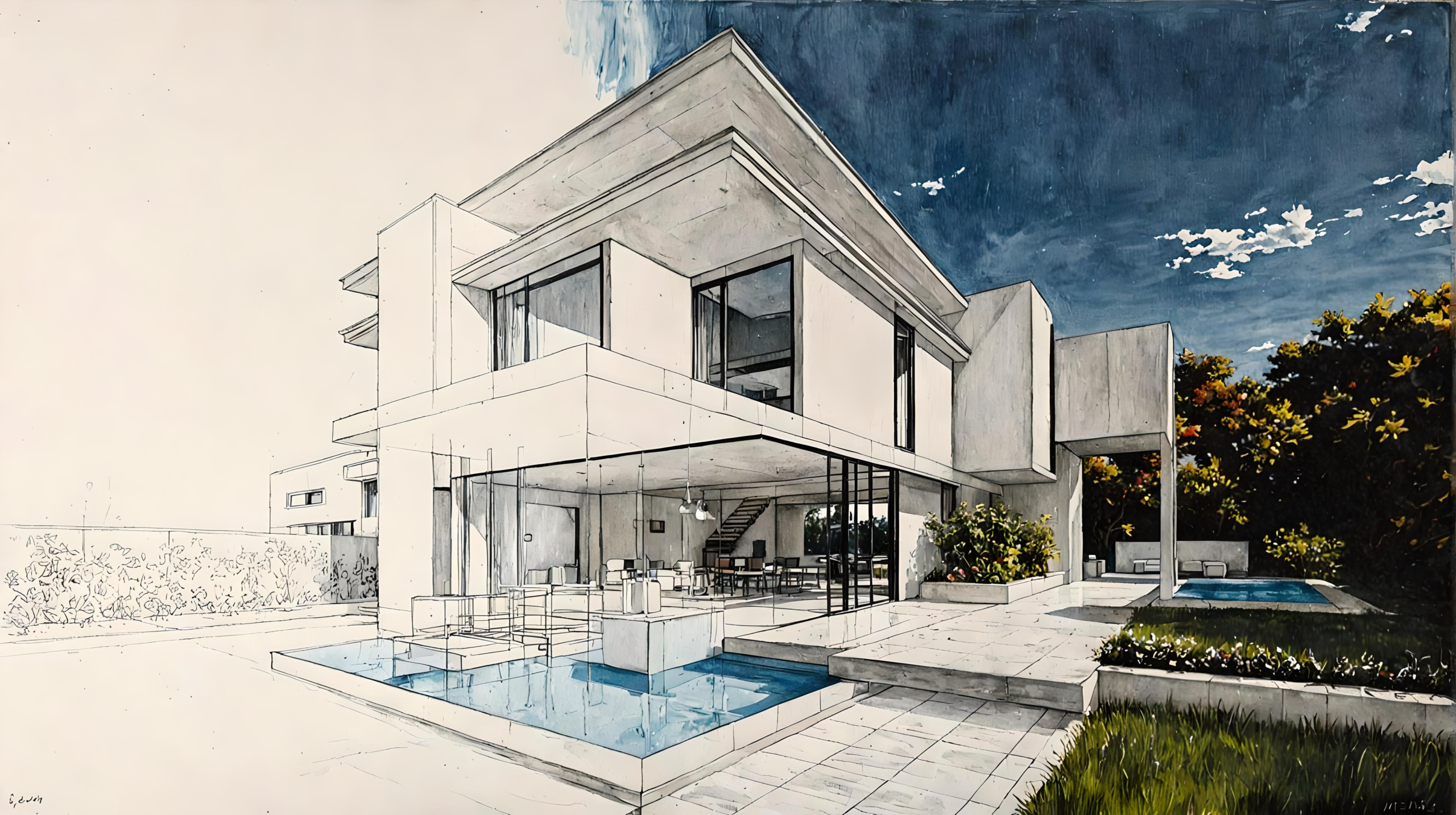 White modern villa facade renovation in Saudi Arabia